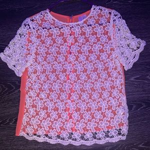 Cute Orange & White Floral Top